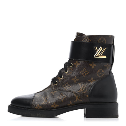 Louis Vuitton Monogram Calfskin Wonderland Flat Ranger Boots 40.5 Black 1 of 4