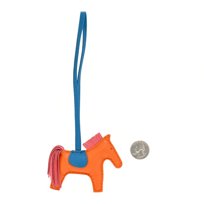 Hermes Milo Lambskin Grigri Rodeo Horse Bag Charm PM Poppy Bleu Zanzibar Rose Azalee 2 of 4