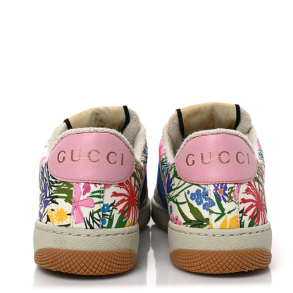 Gucci X KEN SCOTT Calfskin Floral Womens Screener Sneakers 35 Ivory Pink Mystic White 5 of 8