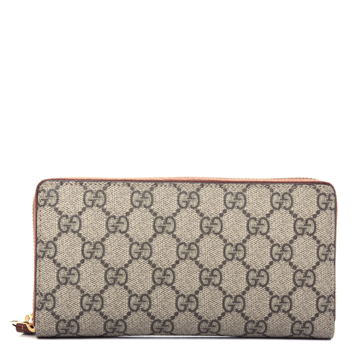 Gucci GG Supreme Monogram Cuoio Toscano Zip Around Wallet Beige Ebony Cuir 1 of 15