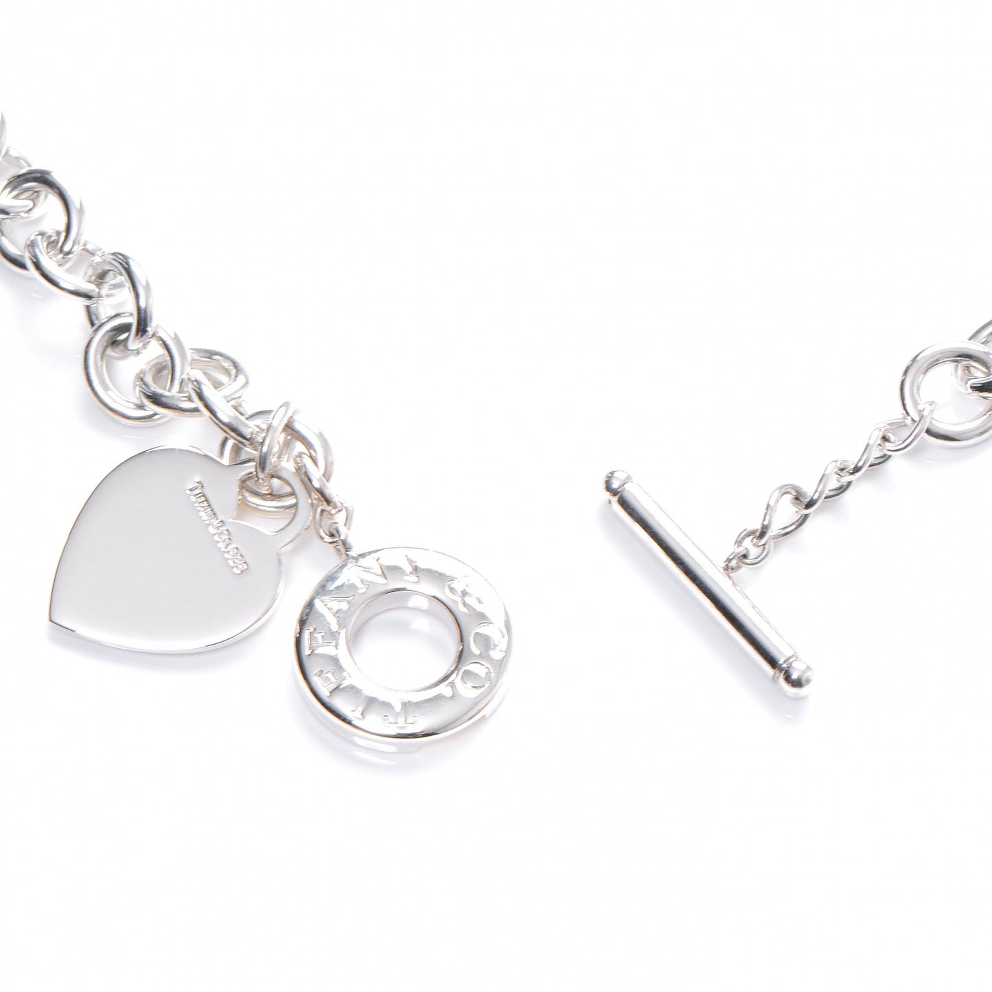 Sterling Silver Heart Tag Toggle Necklace