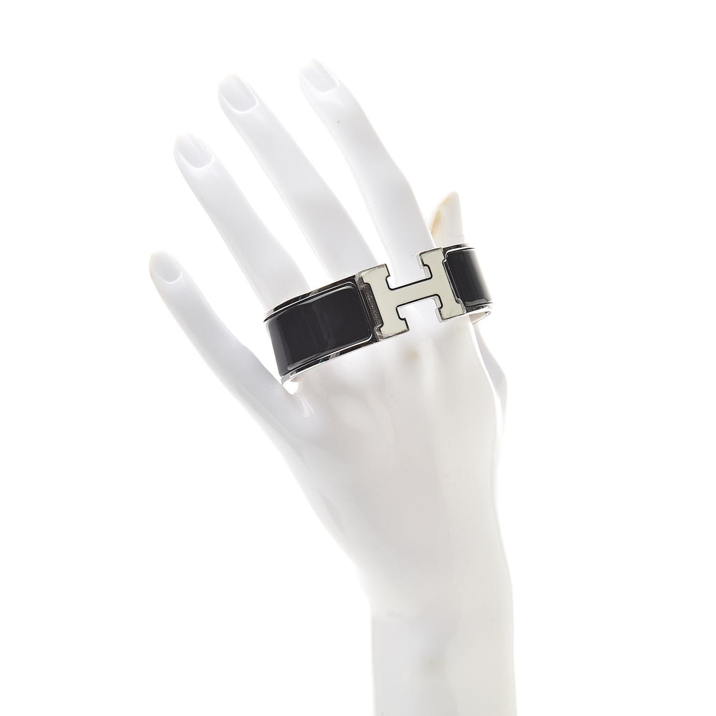 Enamel Wide Clic Clac H Bracelet GM Black