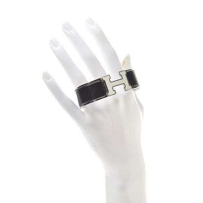Hermes Enamel Wide Clic Clac H Bracelet GM Black 2 of 5