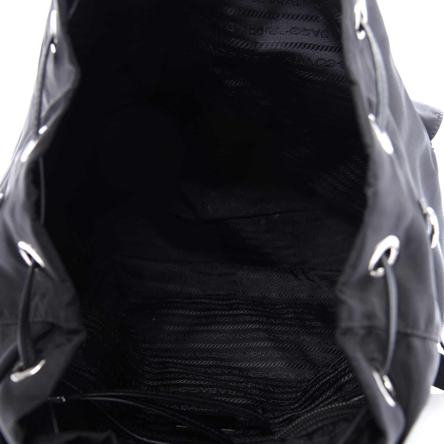 Prada Nylon New Vela Studded Backpack Black White 4 of 9