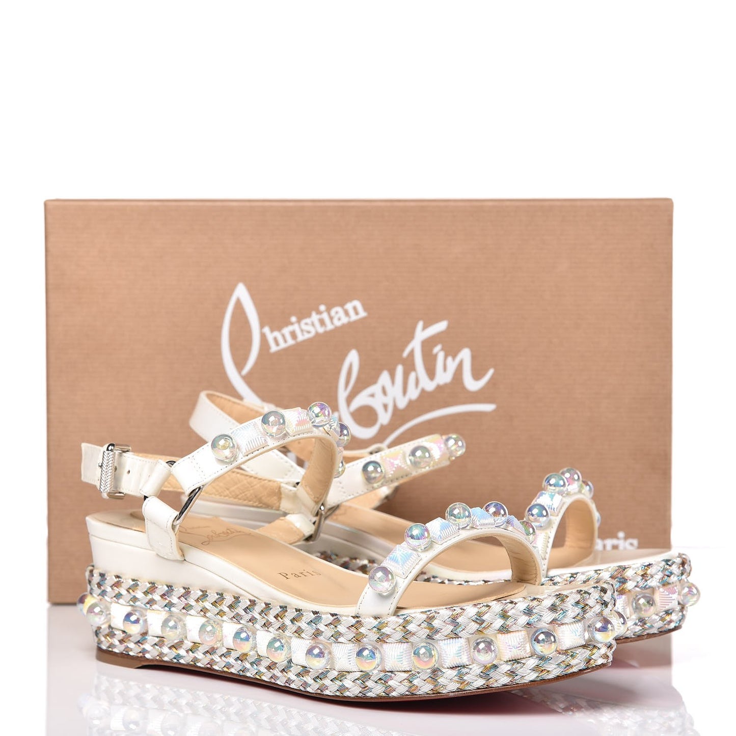Patent Embellished Cataconico 60 Platform Sandals 36 White