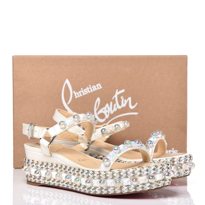 Christian Louboutin Patent Embellished Cataconico 60 Platform Sandals 36 White 8 of 8