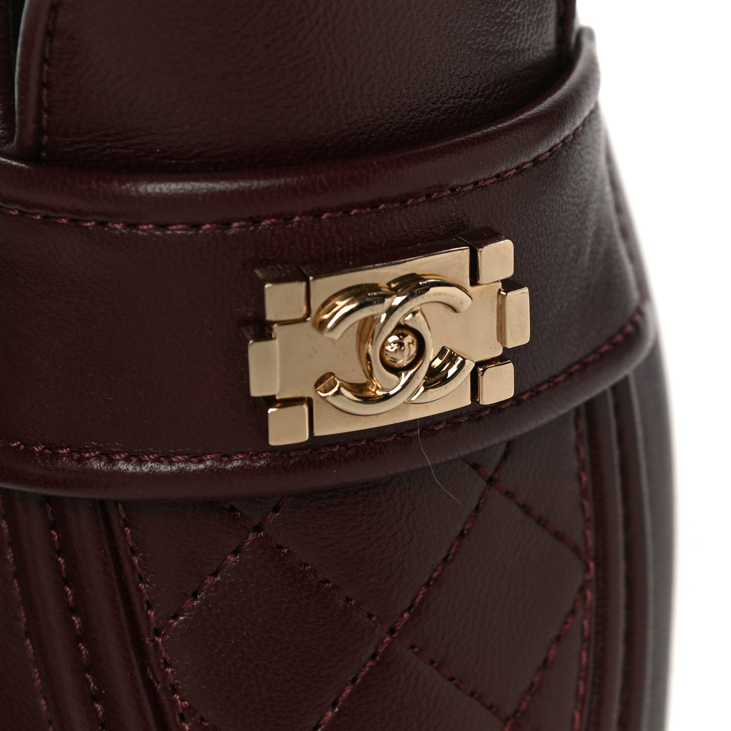 Chanel Lambskin Quilted Womens CC Loafers 38.5 Burgundy 9 of 12