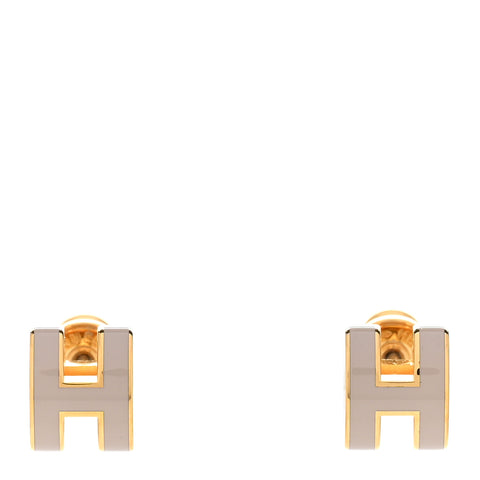 Gold Lacquered Mini Pop H Earrings Marron Glace