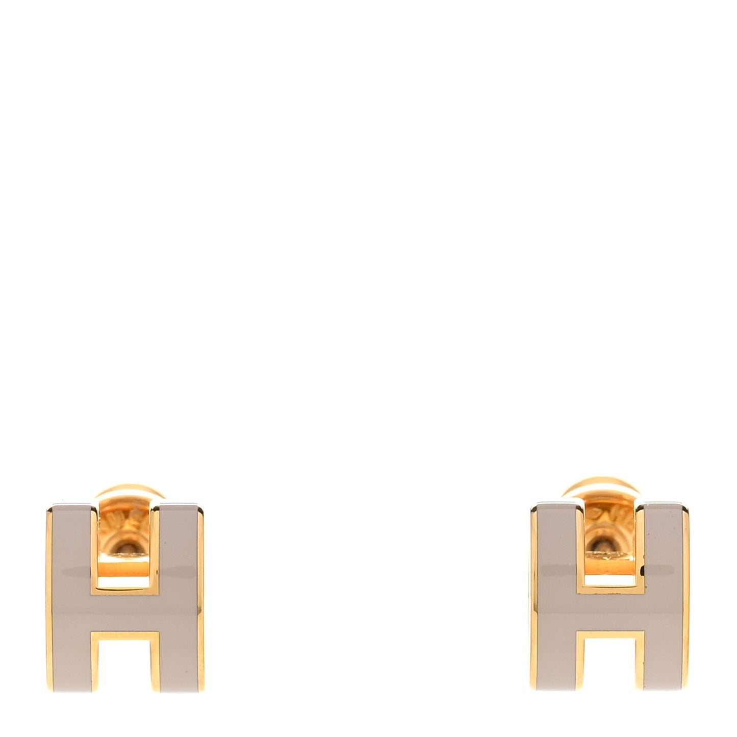 Gold Lacquered Mini Pop H Earrings Marron Glace
