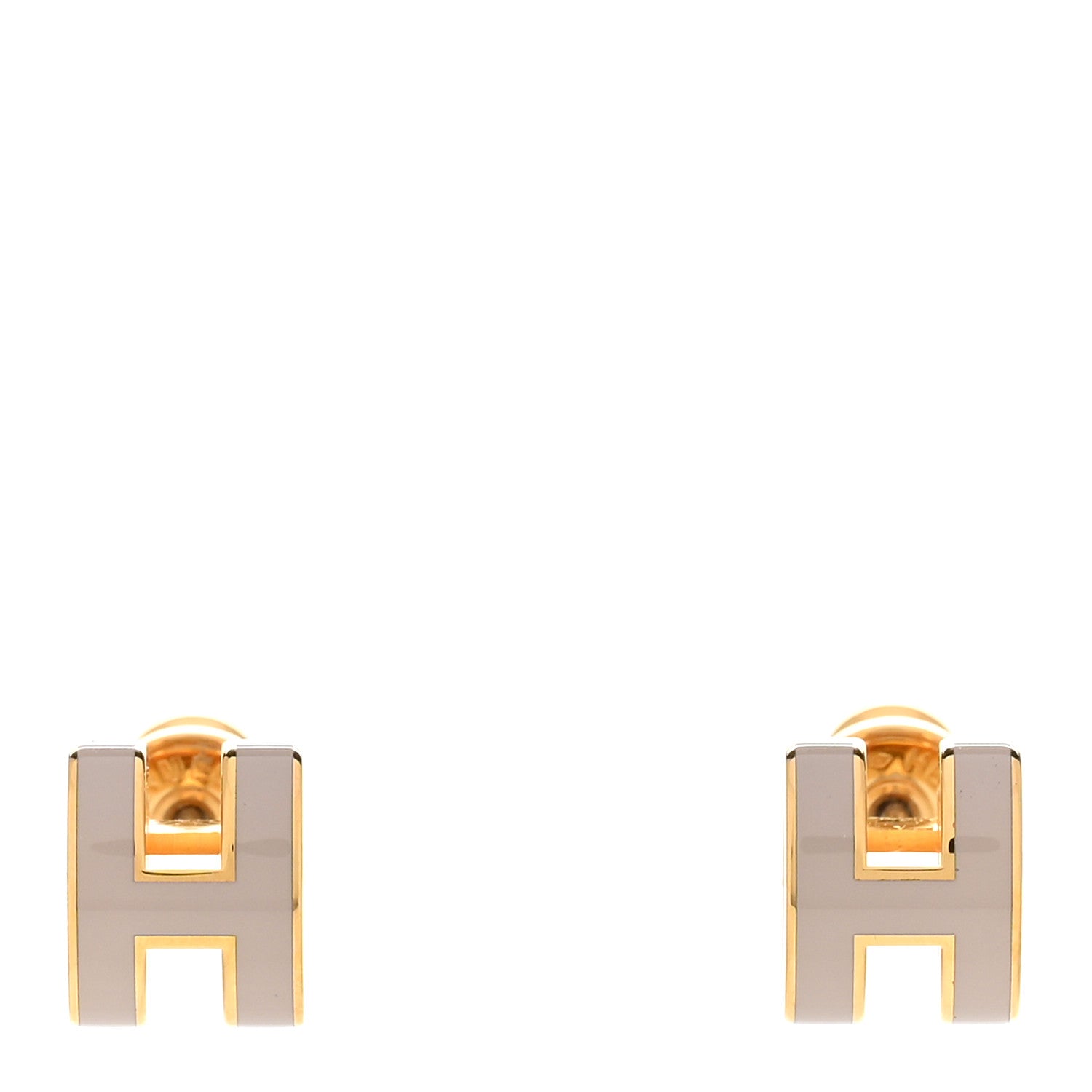Hermes Gold Lacquered Mini Pop H Earrings Marron Glace 1 of 7