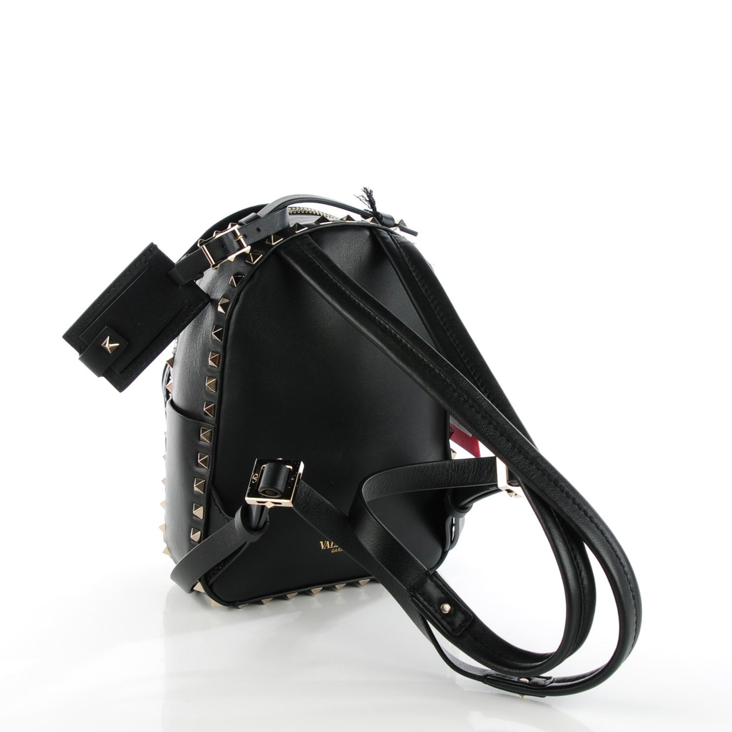 Calfskin Mini Rockstud Backpack Black