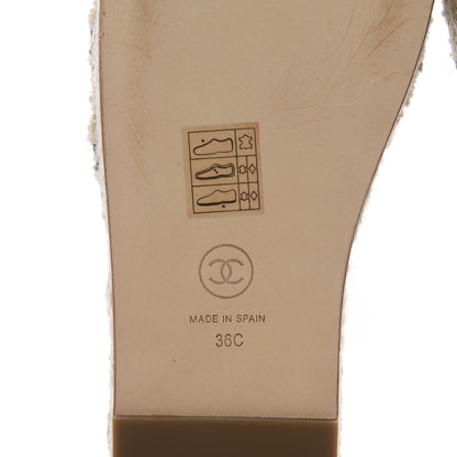 Chanel Lambskin Chain Espadrille Slip On Sandals 36 Black White 7 of 11