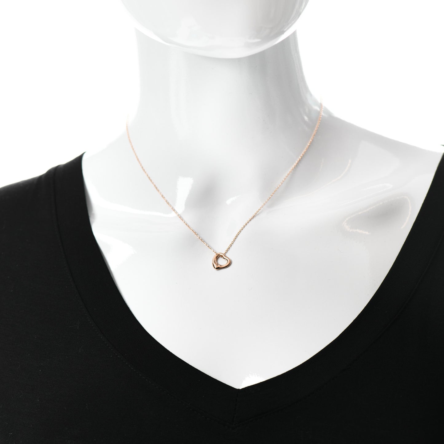 18K Rose Gold 11mm Elsa Peretti Open Heart Pendant Necklace