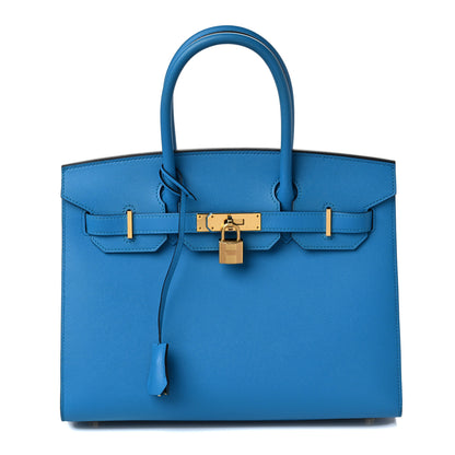 Hermes Madame Calfskin Birkin Sellier 30 Bleu Frida 1 of 7