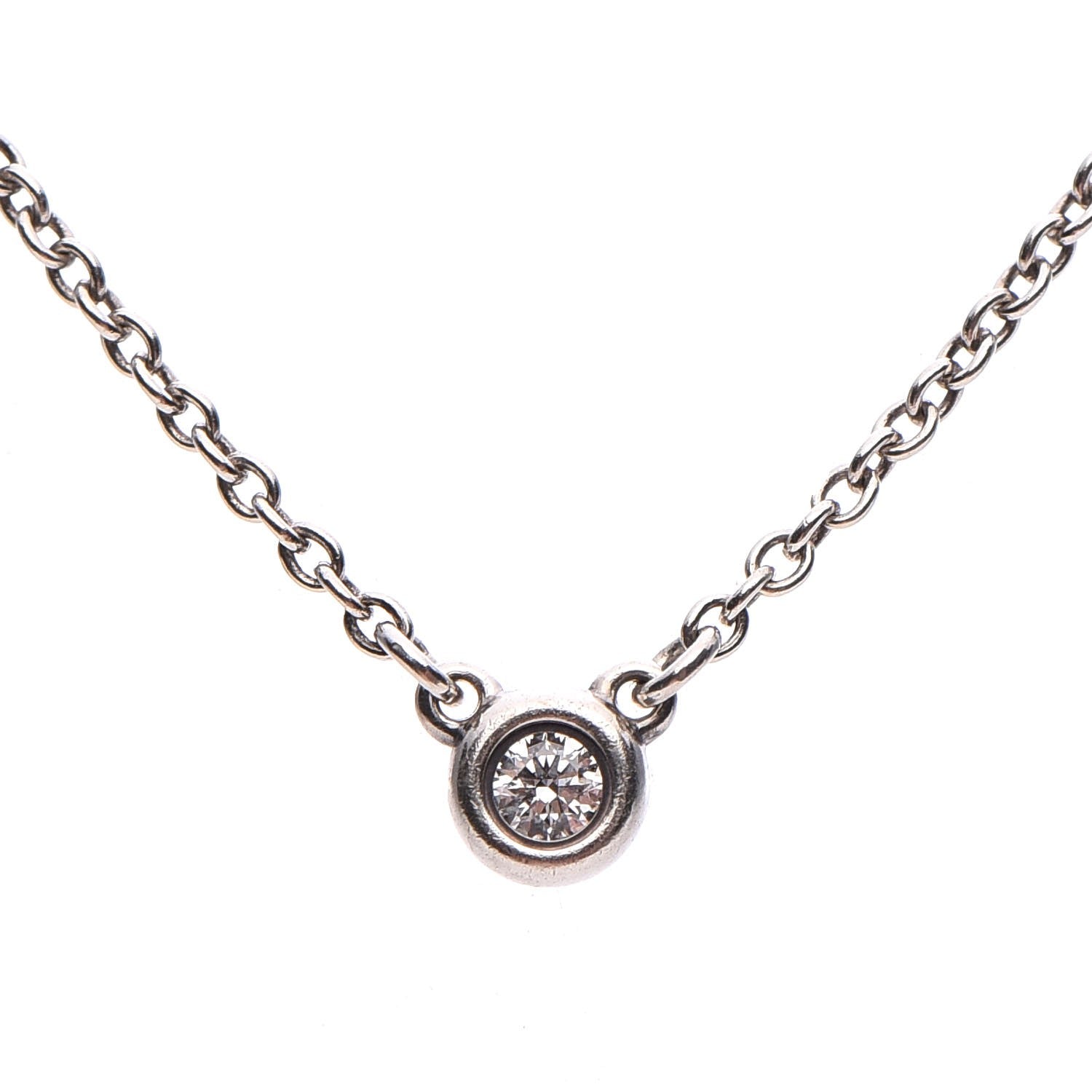 Tiffany Sterling Silver Diamond .05ct Elsa Peretti Diamonds by the Yard Pendant Necklace 3 of 9