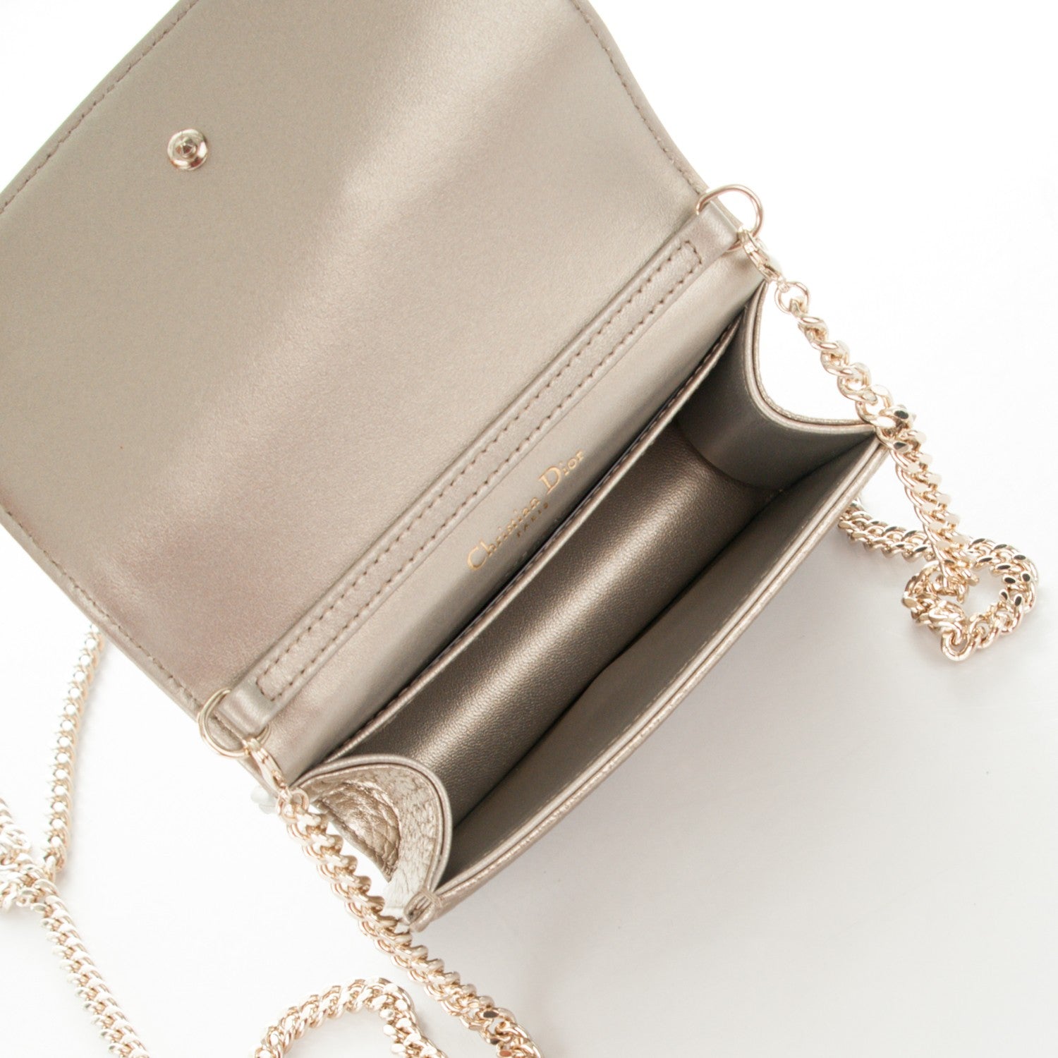 Christian Dior Metallic Grained Calfskin Baby Diorama Flap Bag Champagne 5 of 7