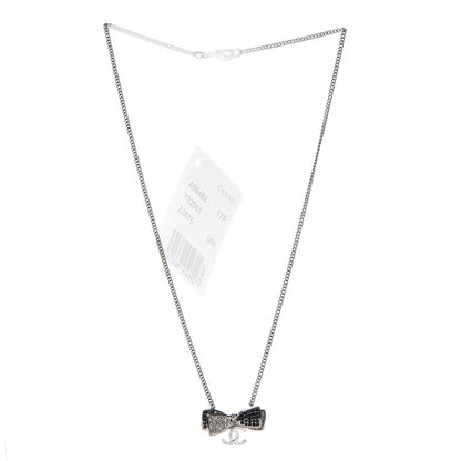 Chanel Crystal CC Bow Necklace Black 4 of 5