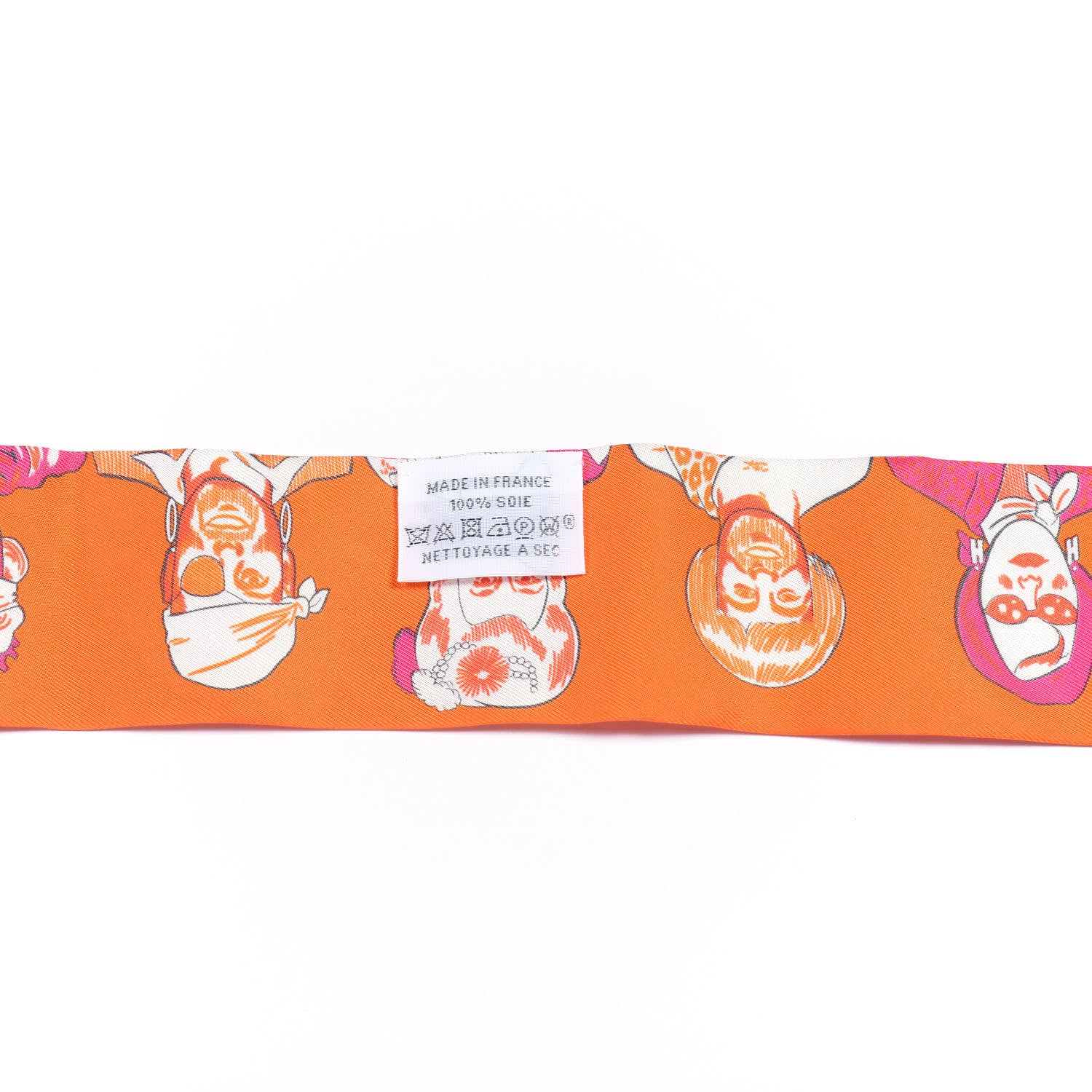 Hermes Silk Dress Code Twilly Orange Fuchsia White 3 of 4