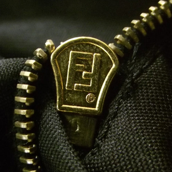 Fendi Canvas Calfskin Romano Selleria Studded Tote Black 8 of 9