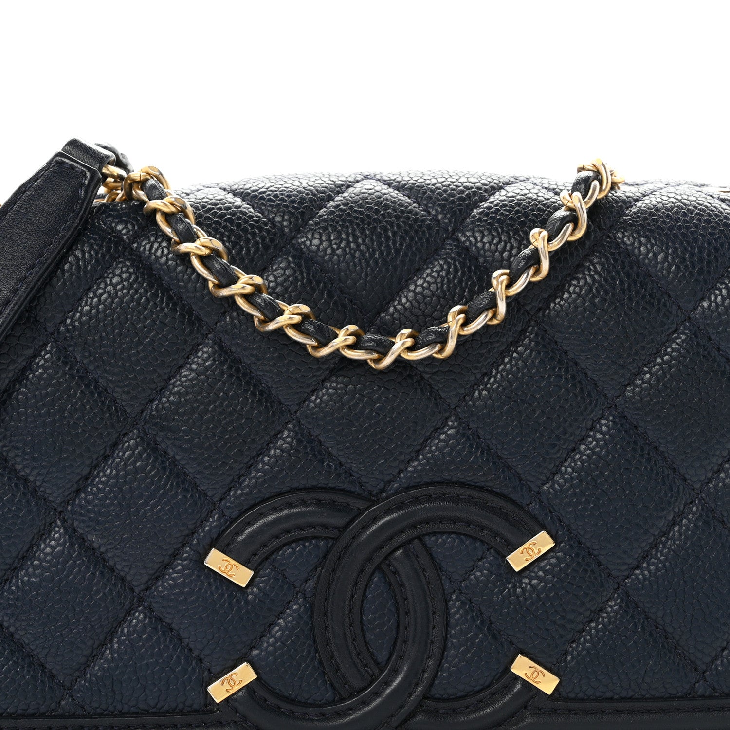 Chanel Caviar Quilted Small CC Filigree Flap Navy Black 8 of 10