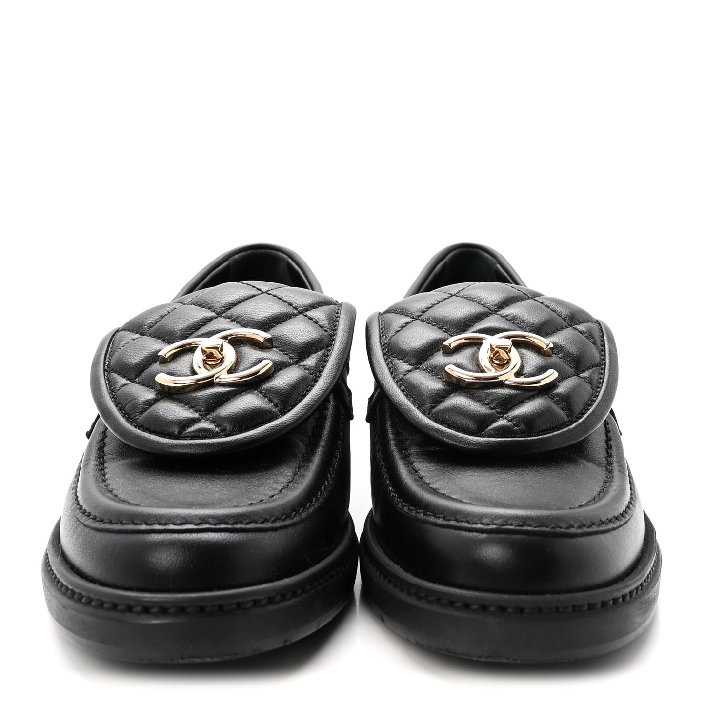 Lambskin Quilted CC Turnlock Loafers 36.5 Black