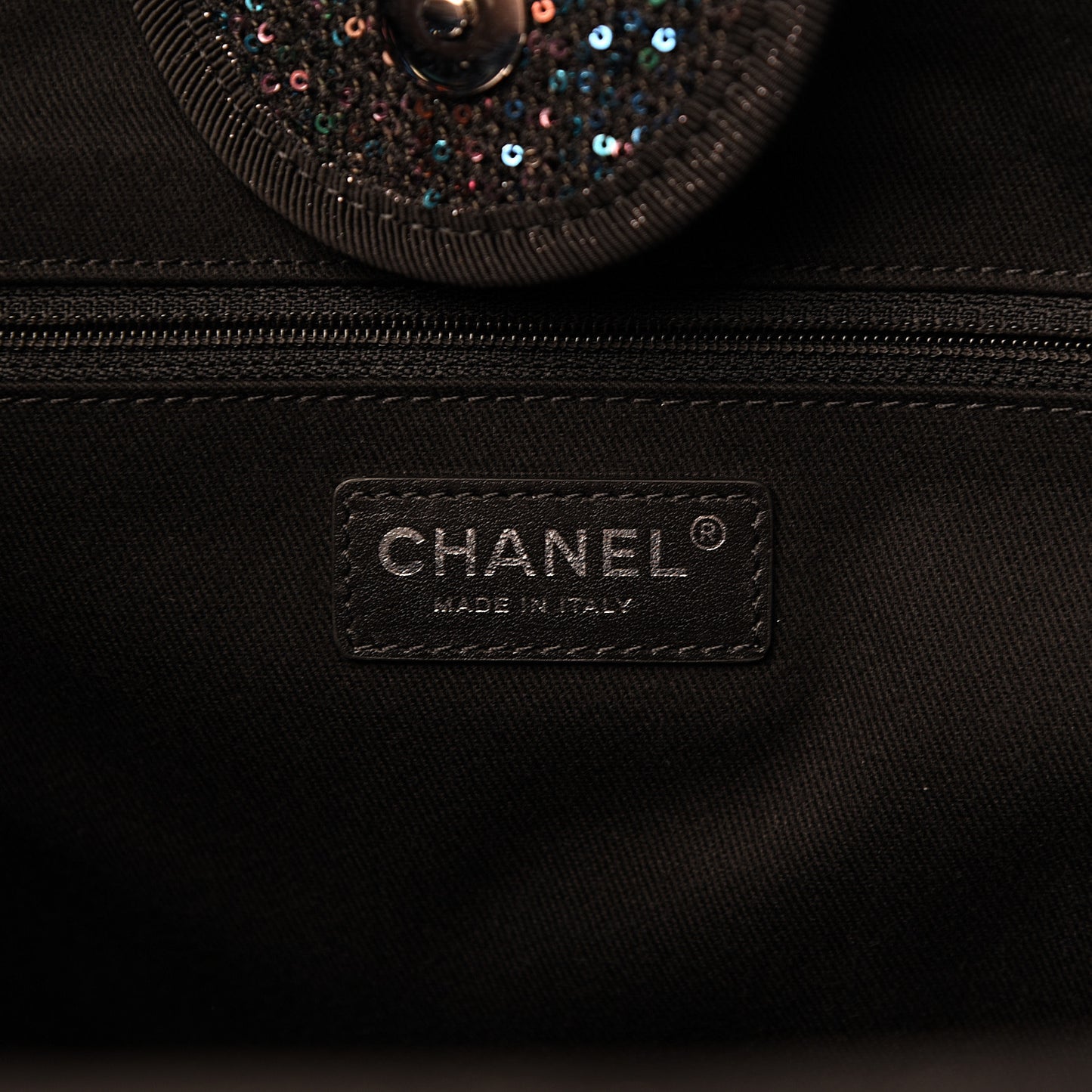 Viscose Sequins Medium Deauville Tote Black