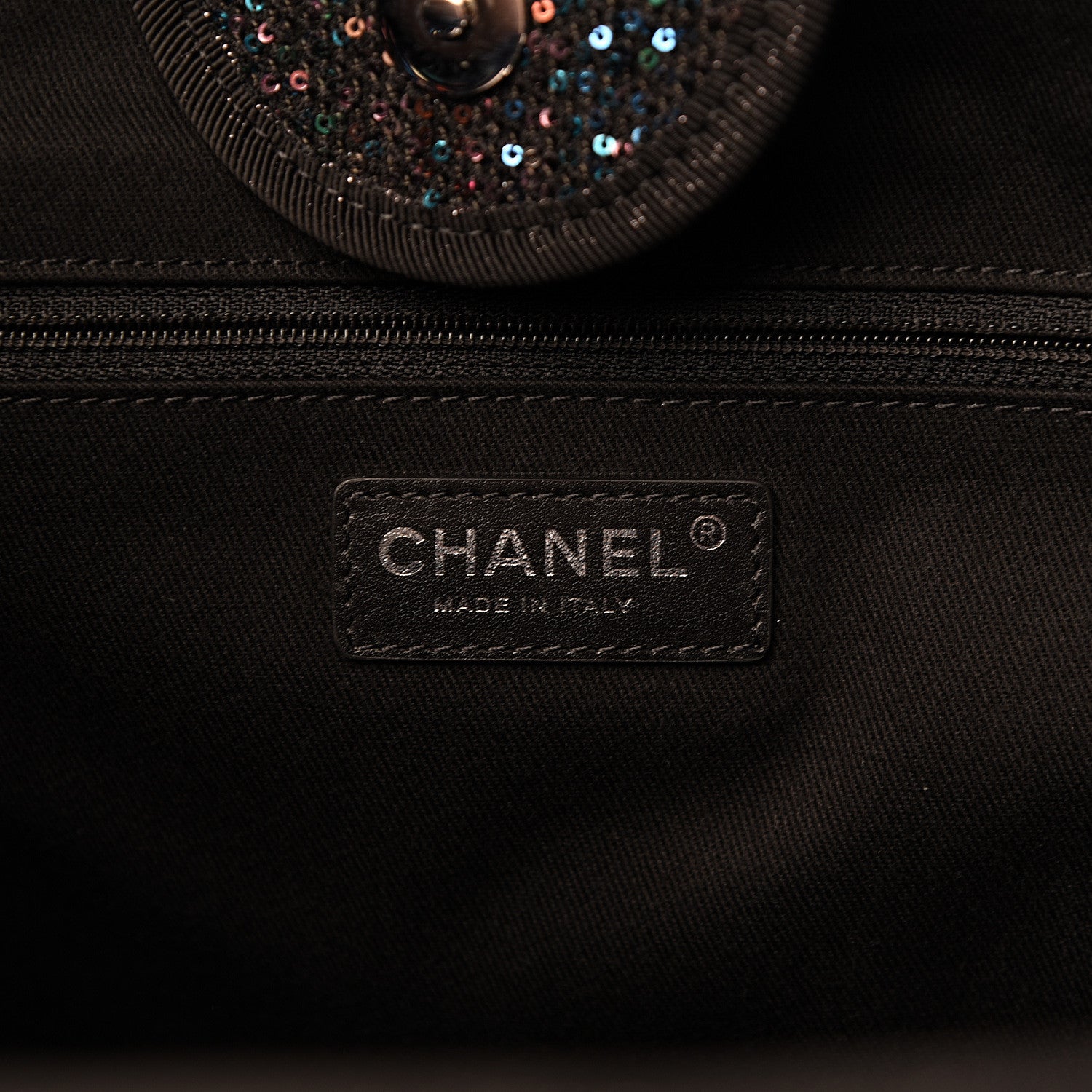 Chanel Viscose Sequins Medium Deauville Tote Black 5 of 9
