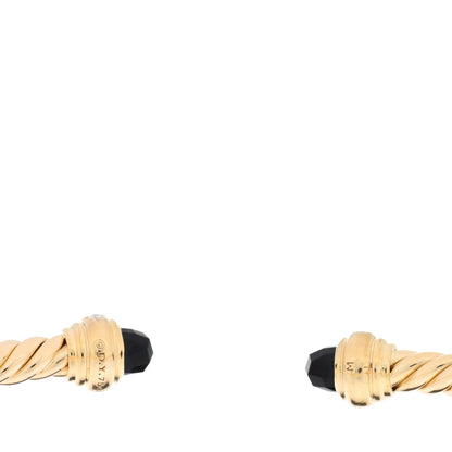 David Yurman 18K Yellow Gold Diamond Black Onyx 3mm Cablespira Bracelet 3 of 4
