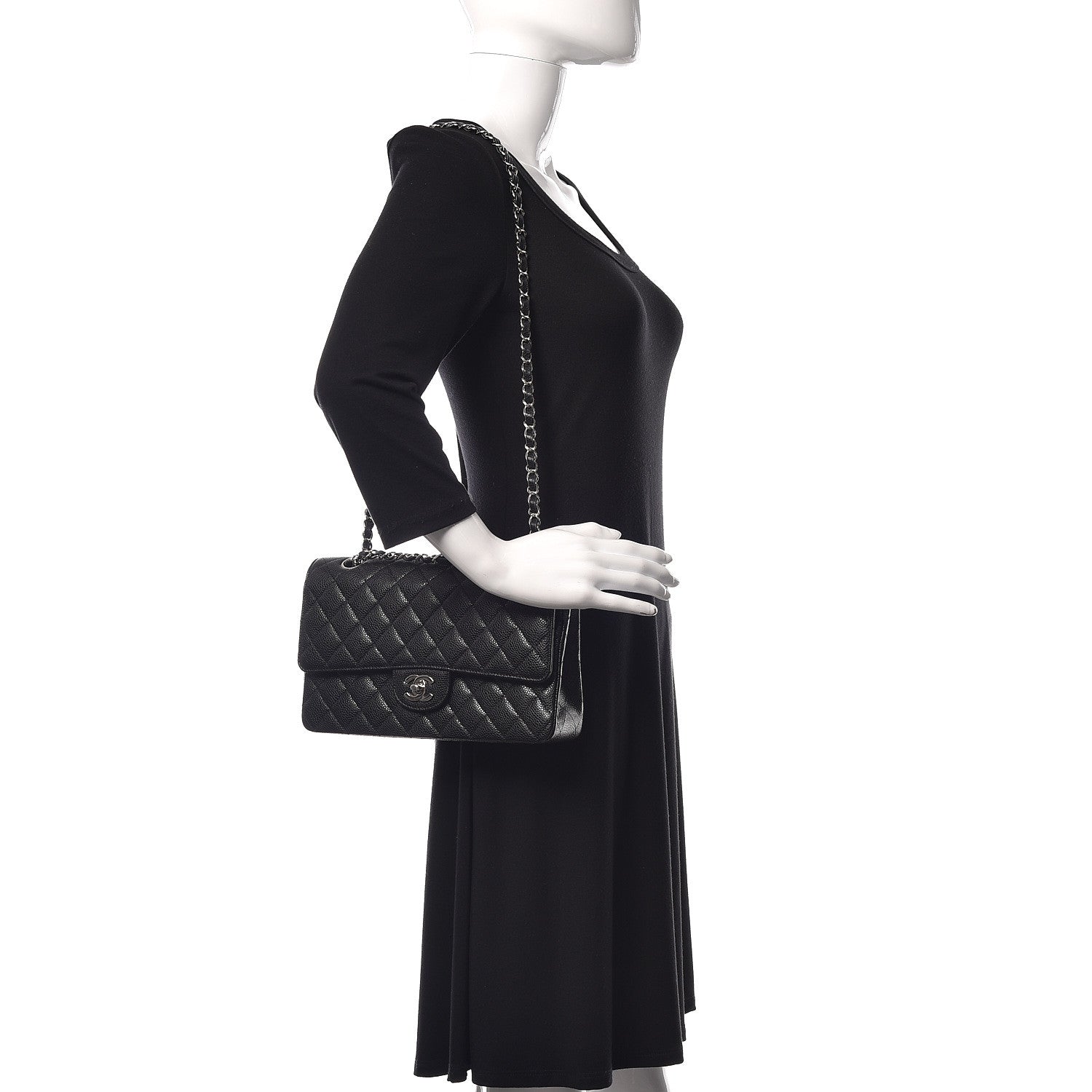 Chanel Caviar Quilted Medium Double Flap Black 2 of 11