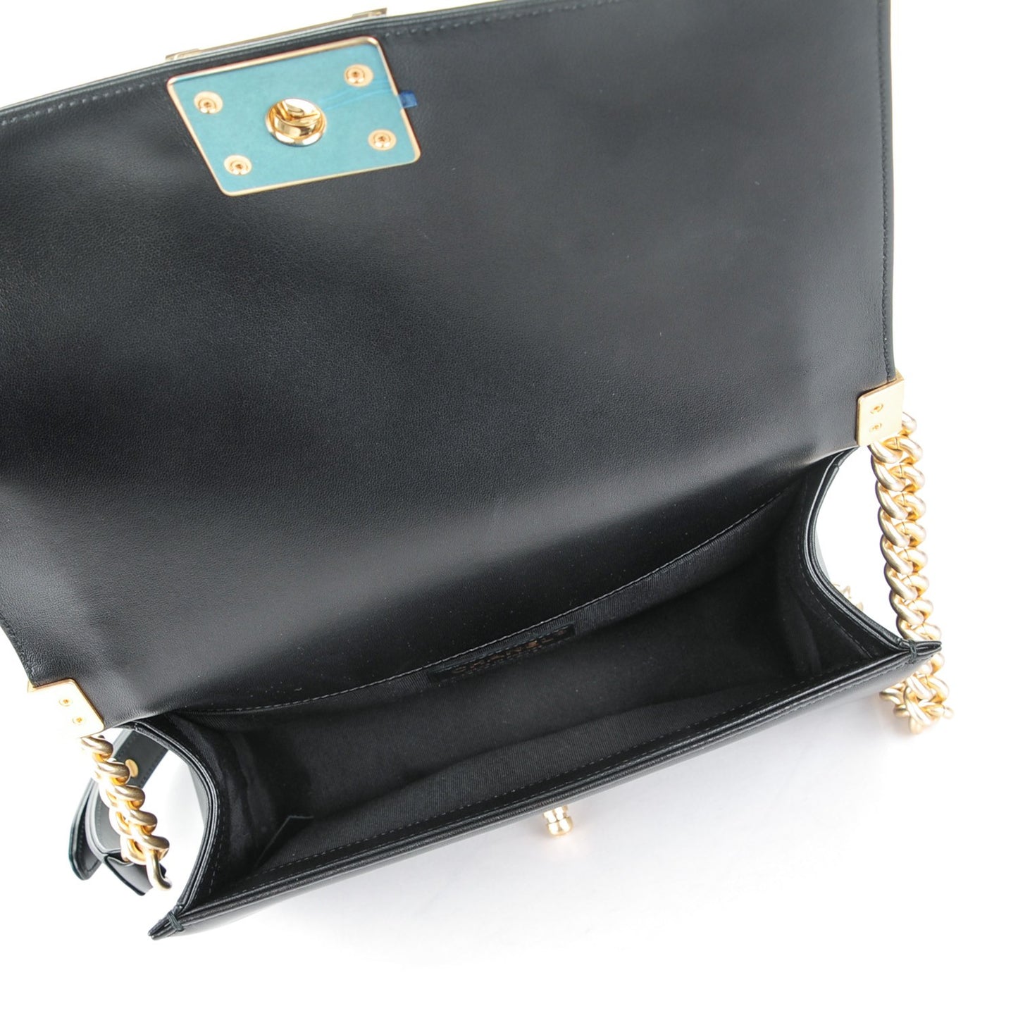 Lambskin Quilted Medium Boy Flap Black