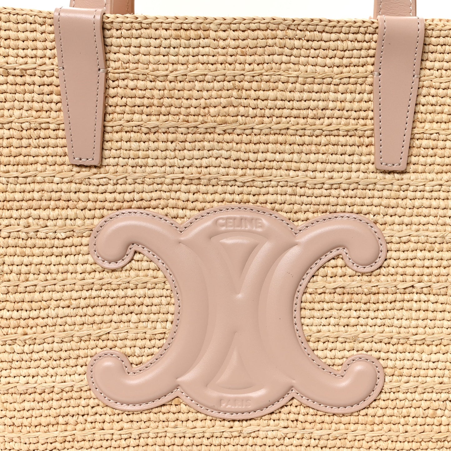 Raffia Calfskin Triomphe Medium Panier Vintage Pink