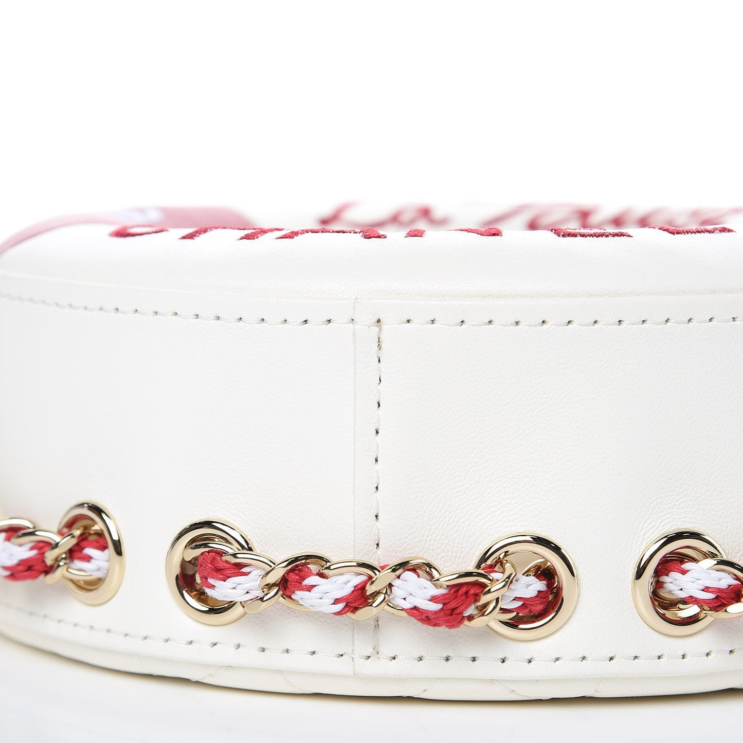 Lambskin Coco Lifesaver Round Bag Red White