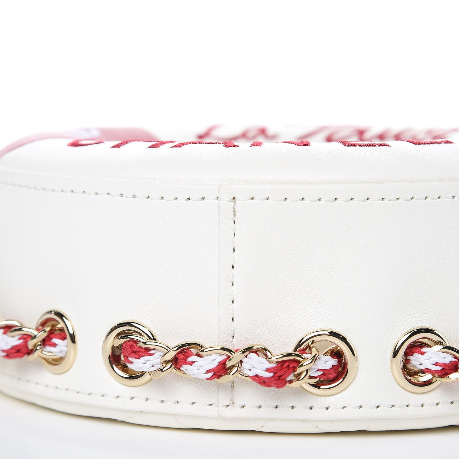 Chanel Lambskin Coco Lifesaver Round Bag Red White 8 of 8