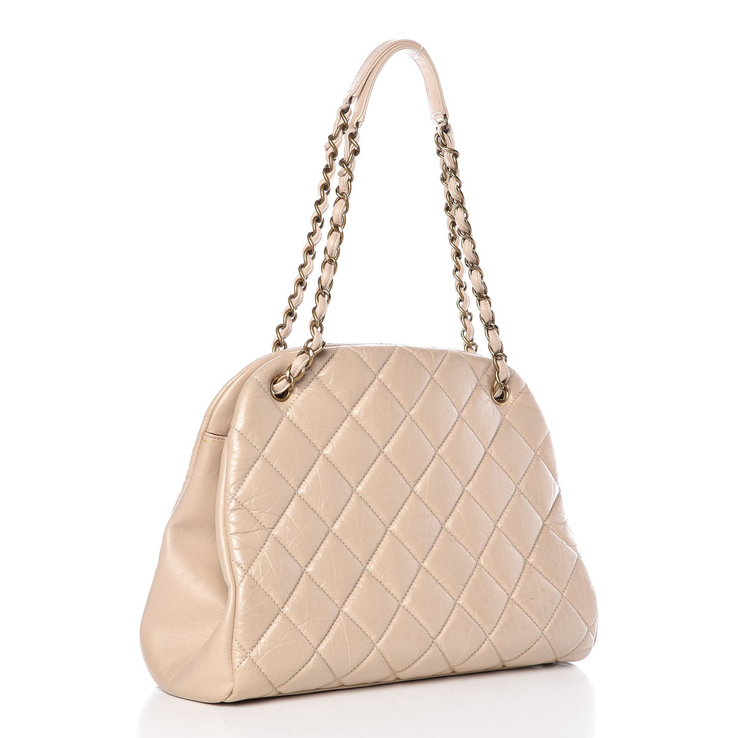 Aged Calfskin Large Just Mademoiselle Bowling Bag Beige