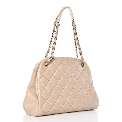 Chanel Aged Calfskin Large Just Mademoiselle Bowling Bag Beige 3 of 12