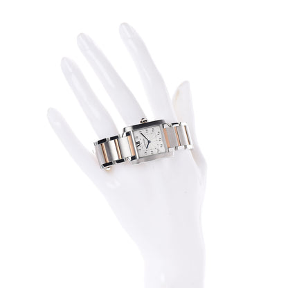 Cartier Stainless Steel 18K Pink Gold Diamond 25mm Tank Francaise Quartz Watch 2 of 6
