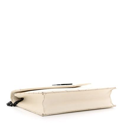 Saint Laurent Grain De Poudre Matelasse Chevron Monogram Envelope Chain Wallet Dove White 4 of 18