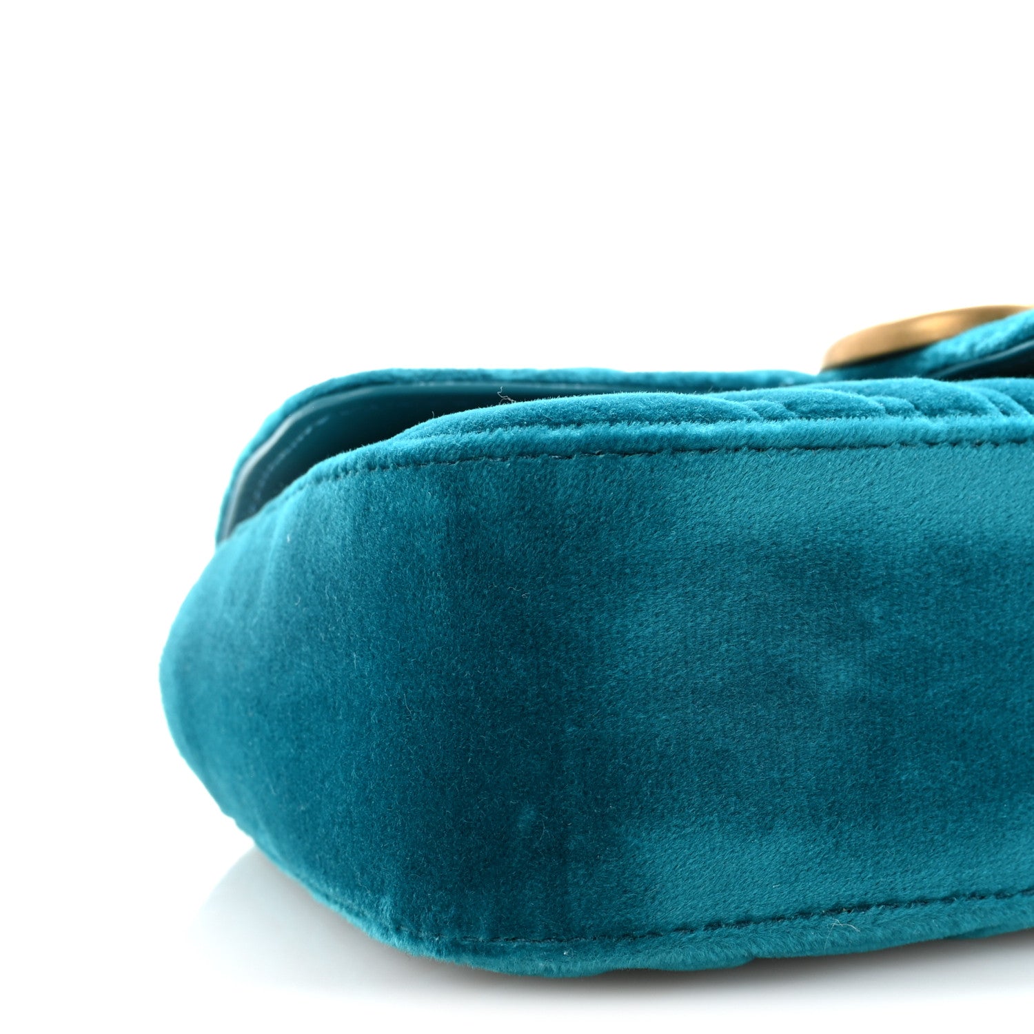 Gucci Velvet Matelasse Mini GG Marmont Shoulder Bag Pavone Cyan 9 of 10