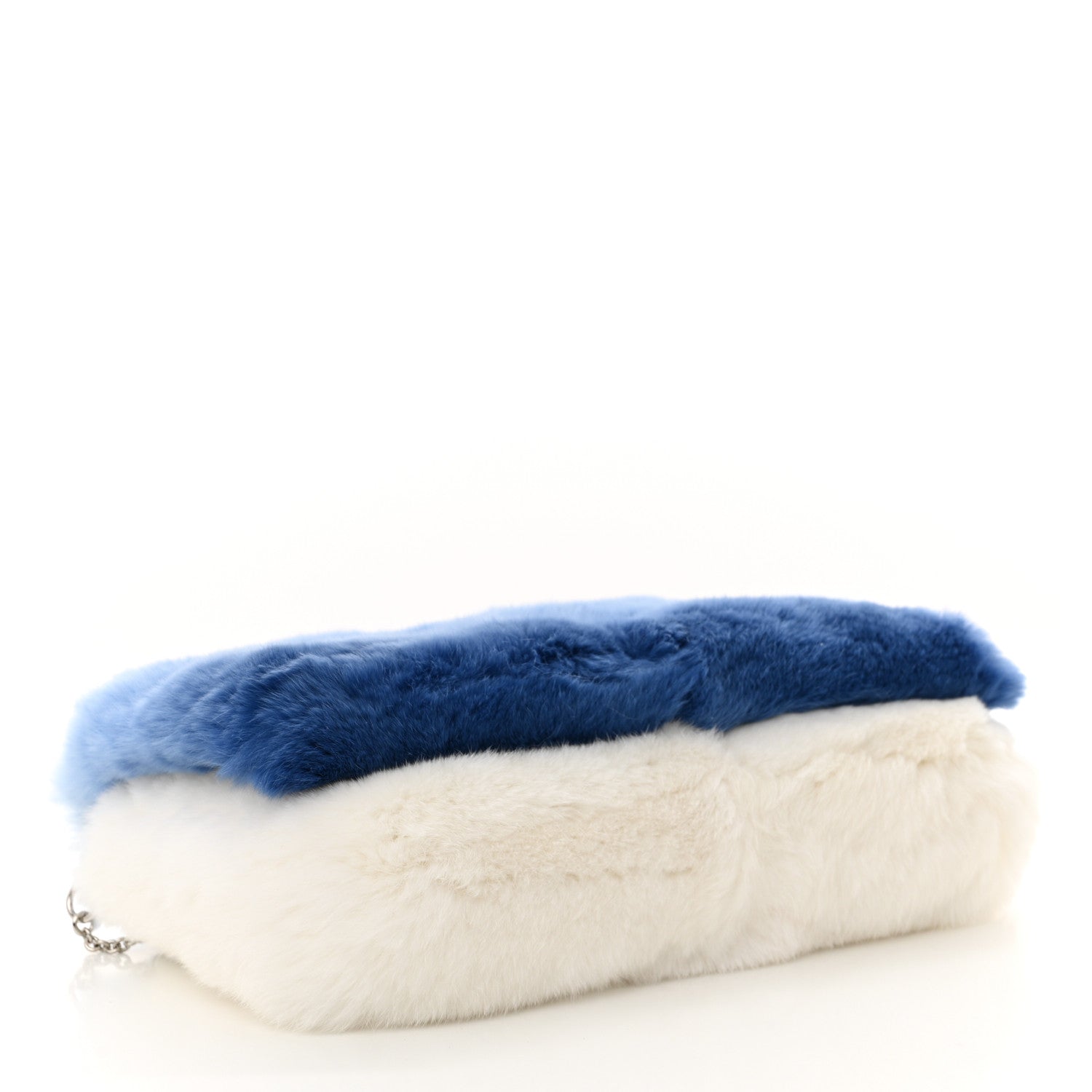 Miu Miu Rabbit Fur Crystal Flap Clutch Azzuro White 4 of 10
