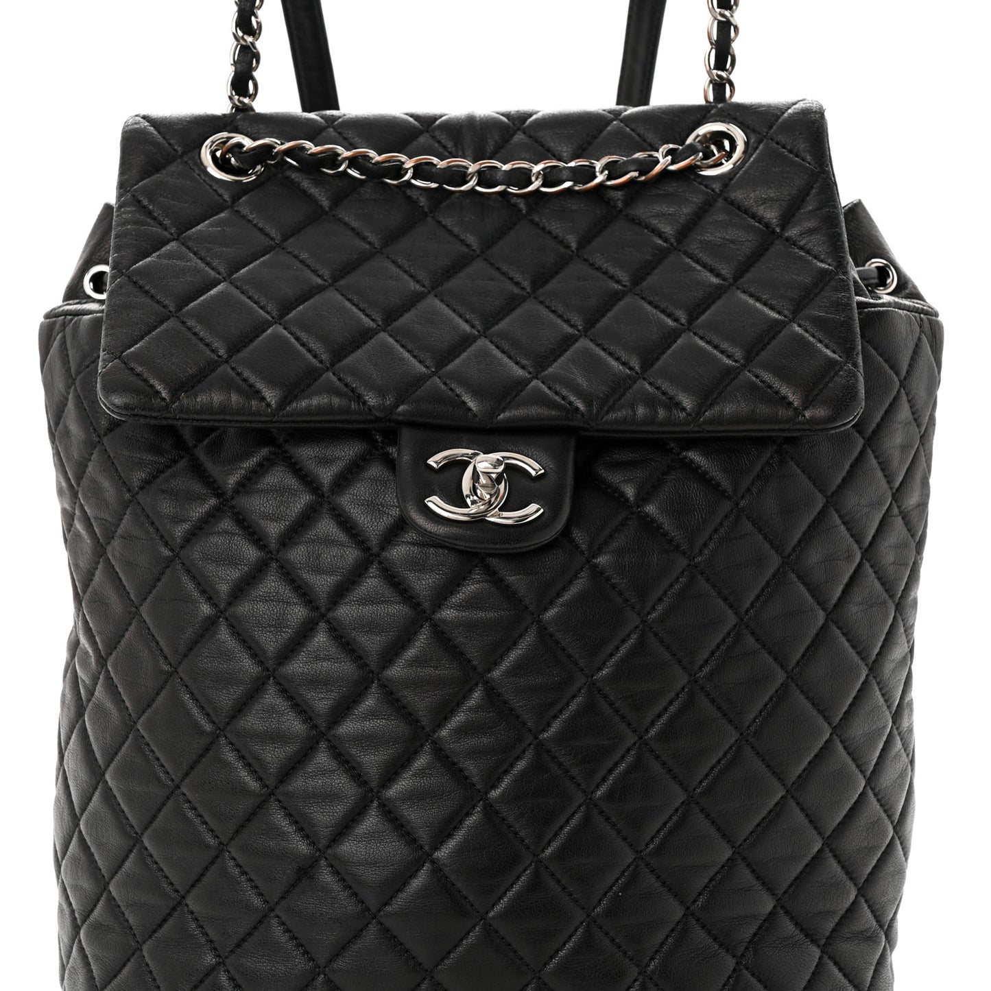 Calfskin Quilted Large Urban Spirit Backpack Black