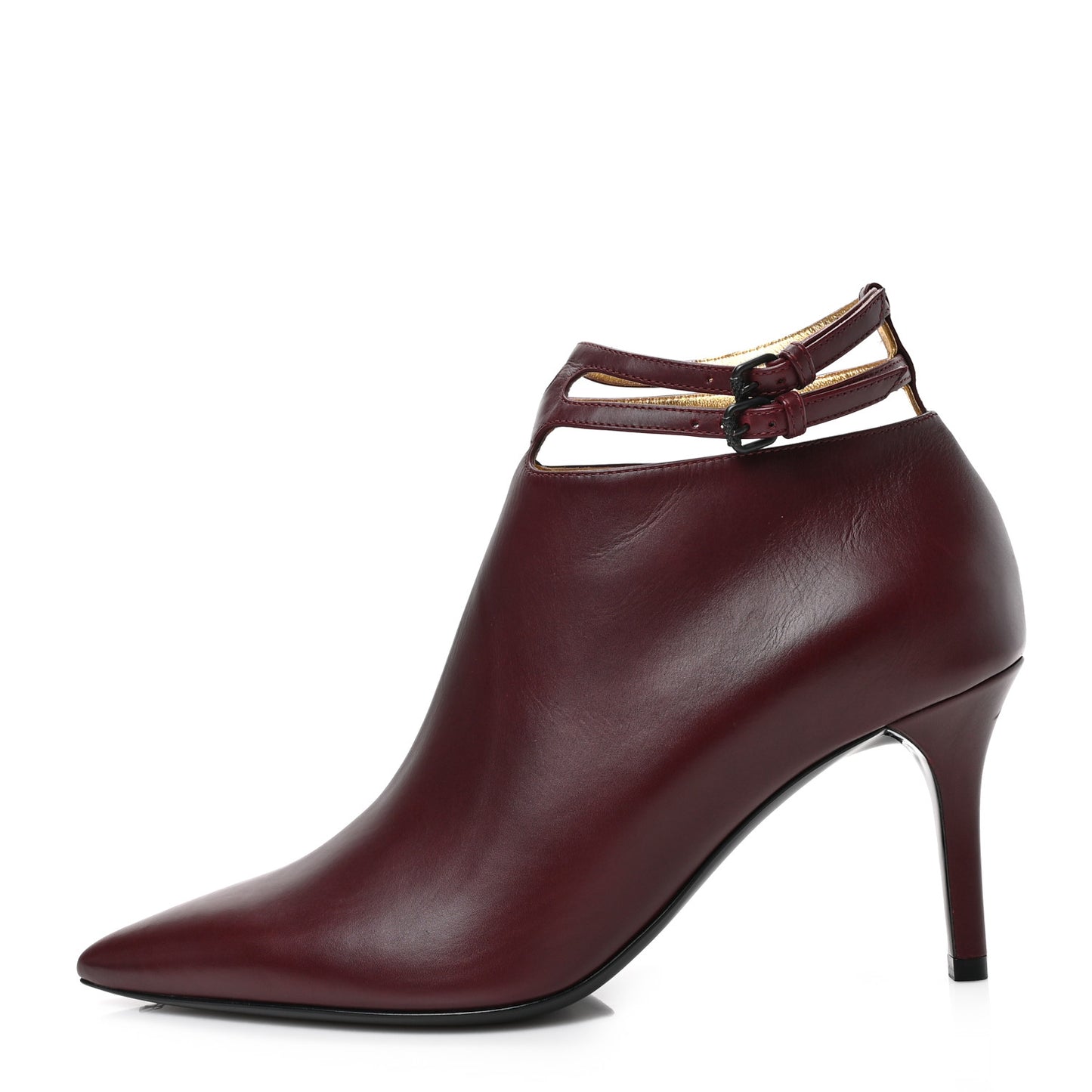 Gleam Calfskin Ankle Strap Mid Heel Booties 37.5 Barolo
