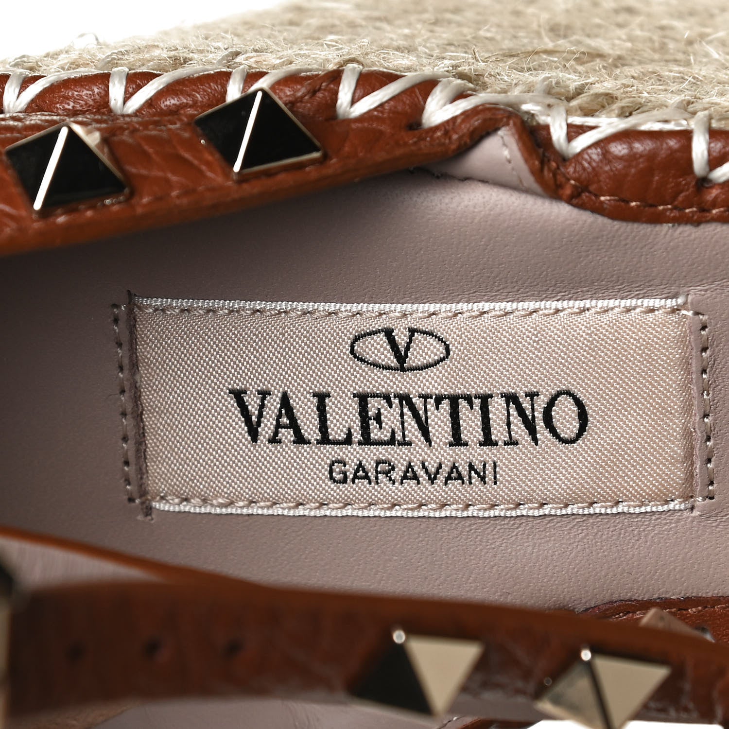 Valentino Garavani Grained Calfskin Rockstud Ankle Wrap Espadrille 15/85mm Wedges 35 Cuoio 9 of 9