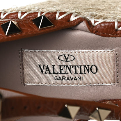 Valentino Garavani Grained Calfskin Rockstud Ankle Wrap Espadrille 15/85mm Wedges 35 Cuoio 9 of 9