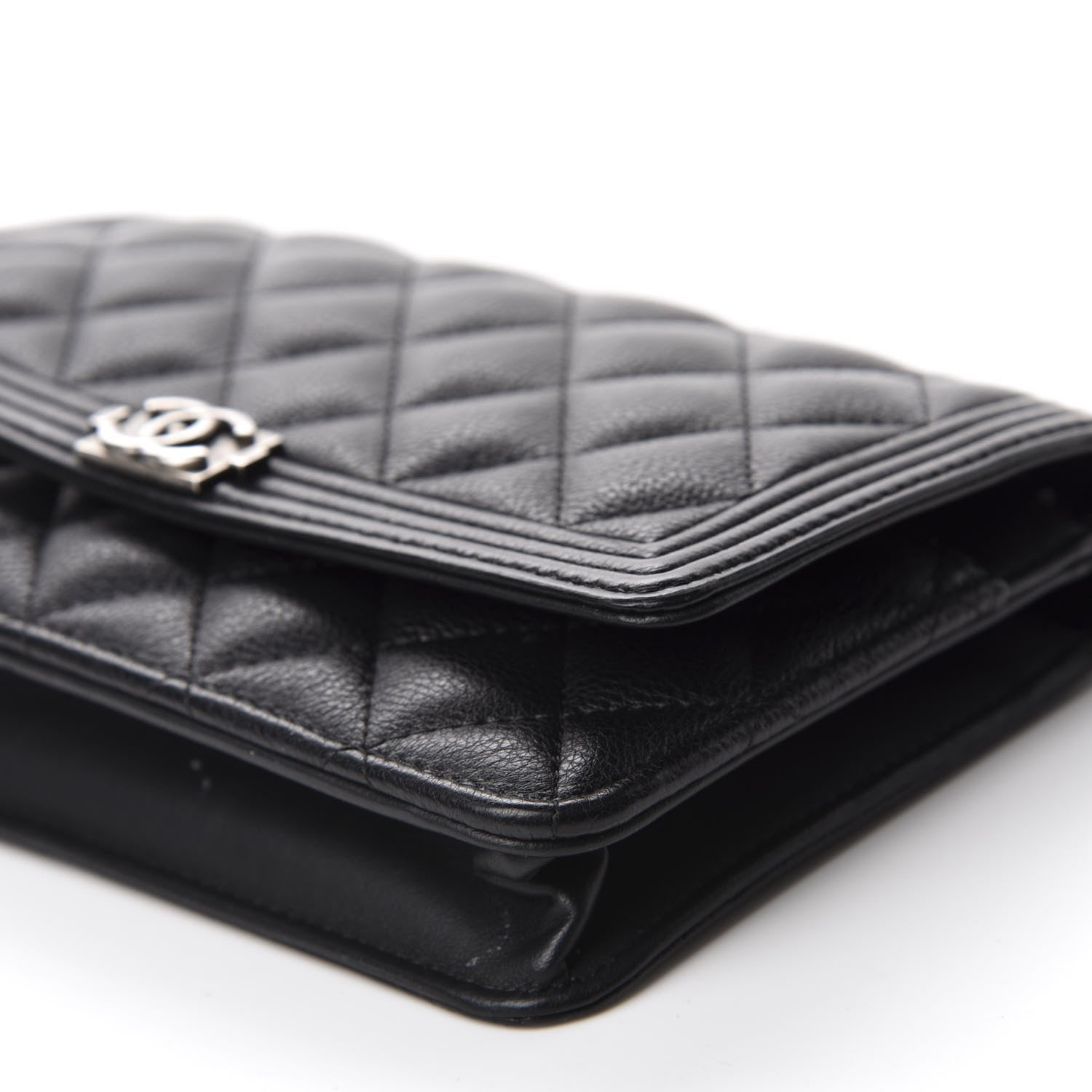 Chanel Calfskin Quilted Boy Wallet On Chain WOC Black 7 of 13