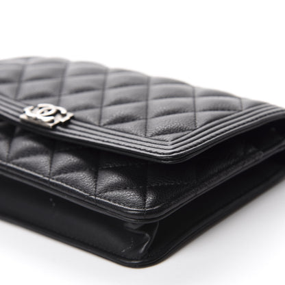 Chanel Calfskin Quilted Boy Wallet On Chain WOC Black 7 of 13