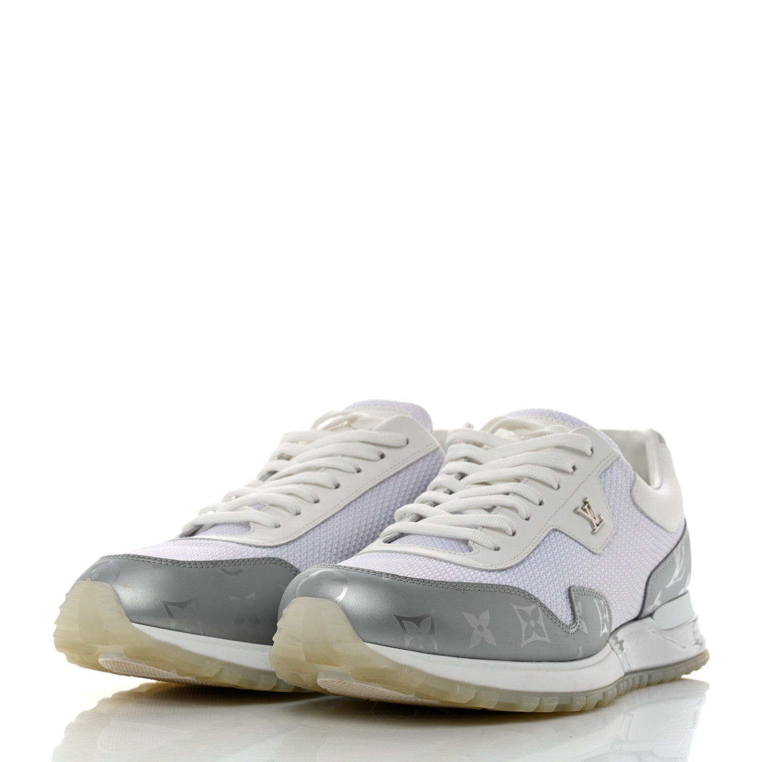 Louis Vuitton Technical Mesh Metallic Monogram Mens Run Away Sneakers 8 White 3 of 12