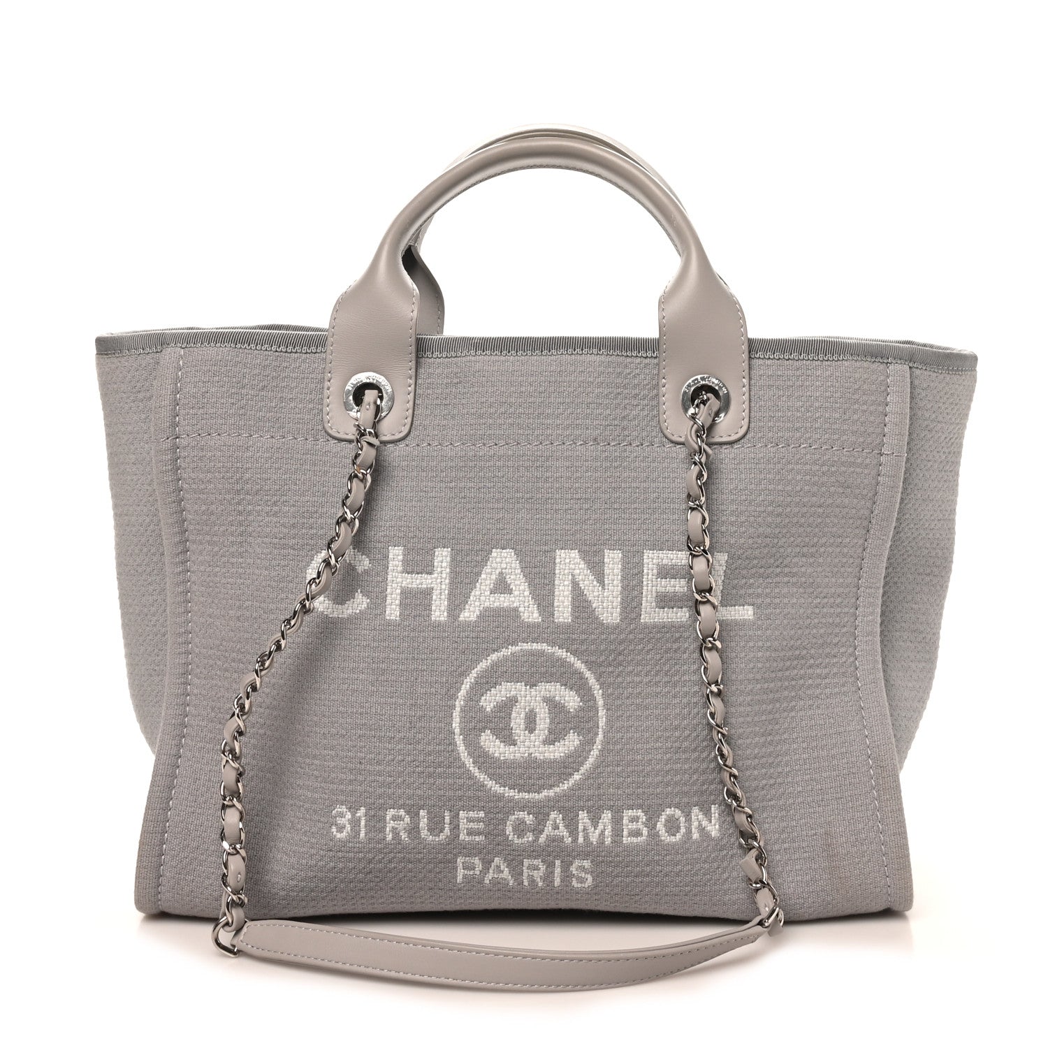 Chanel Mixed Fibers Small Deauville Tote Light Grey 1 of 11