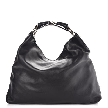 Gucci Calfskin Large Horsebit Chain Hobo Black 1 of 7