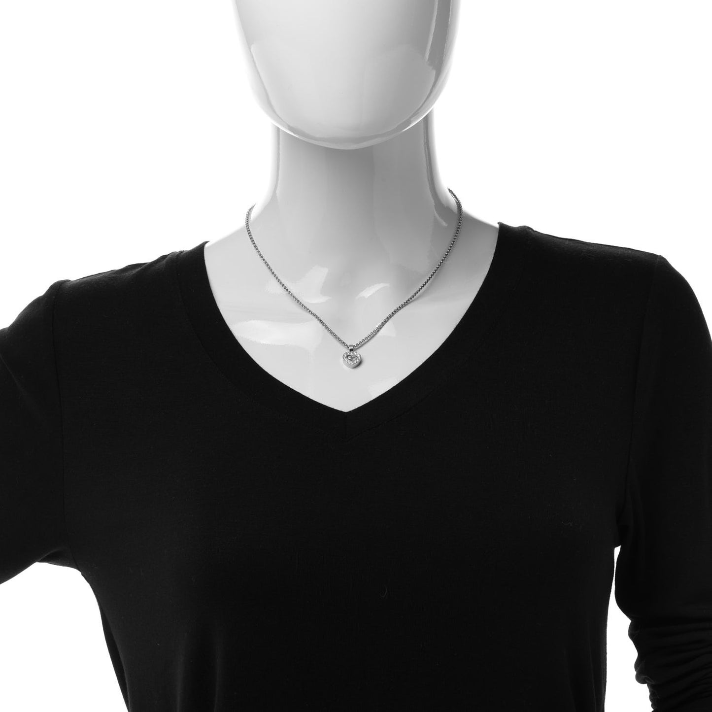 18K White Gold Happy Diamonds Heart Necklace