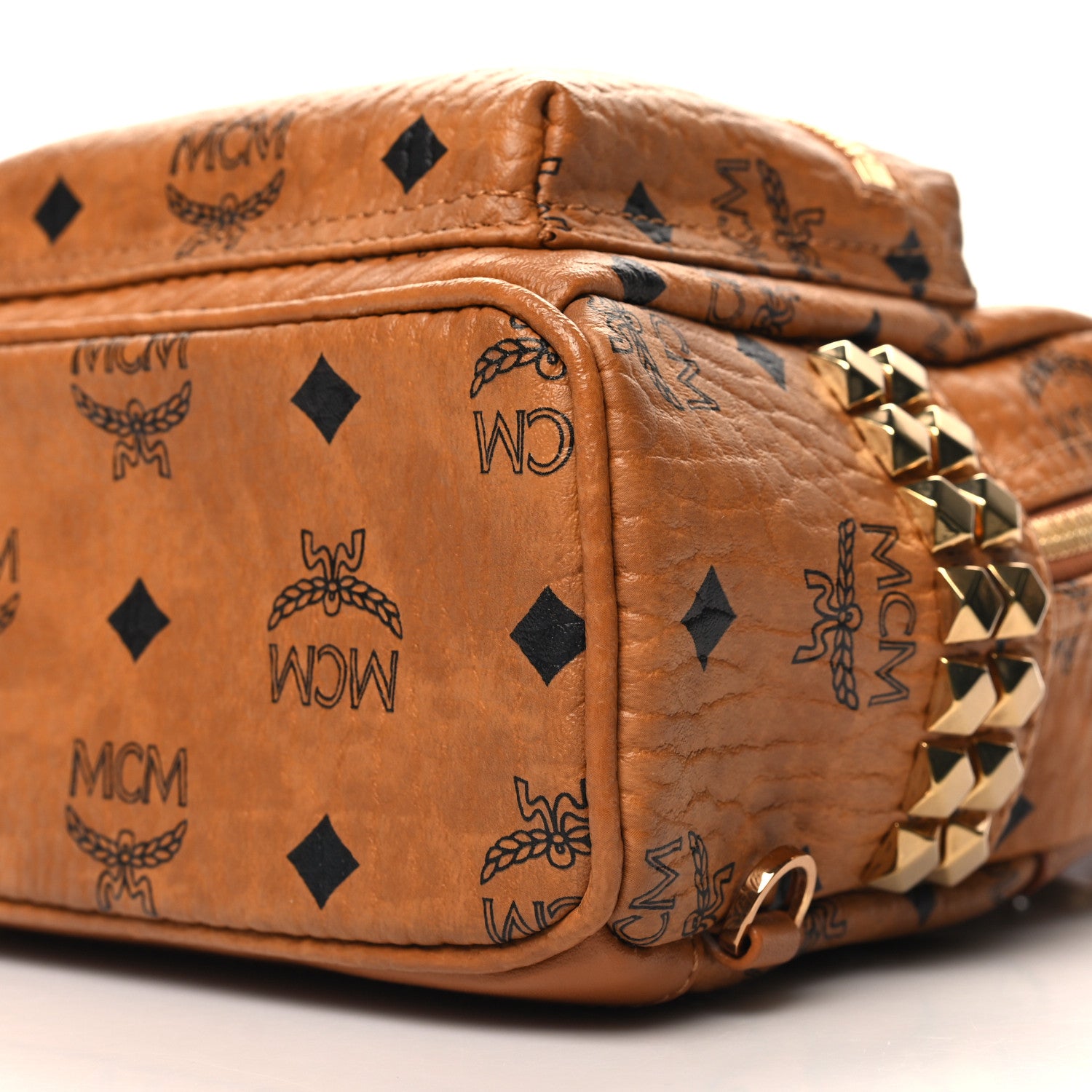 MCM Visetos Side Stud X-Mini Stark Backpack Cognac 9 of 9